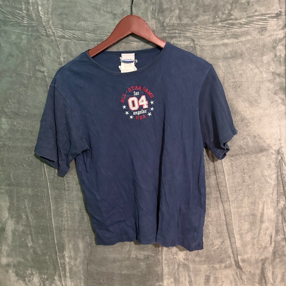 Reebok Shirt Womens XL Y2K Short Sleeve Crew Neck Navy Blue